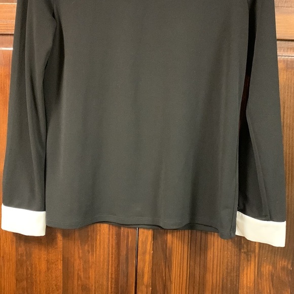 CeCe Black Long Sleeve Color Block Pleated Collar Top size small - Picture 3 of 13